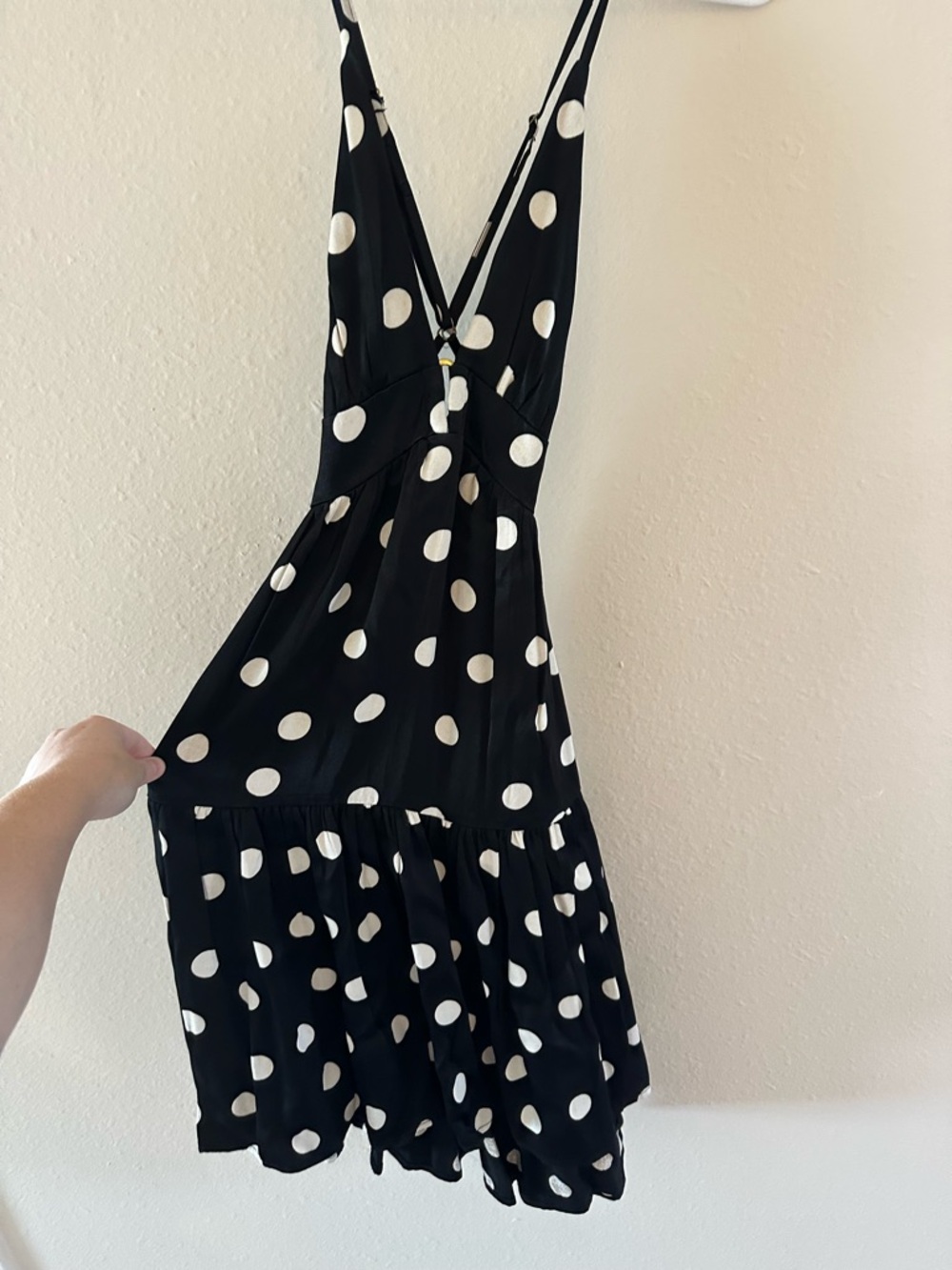 Black and White Polka Dot V-Neck Sundress